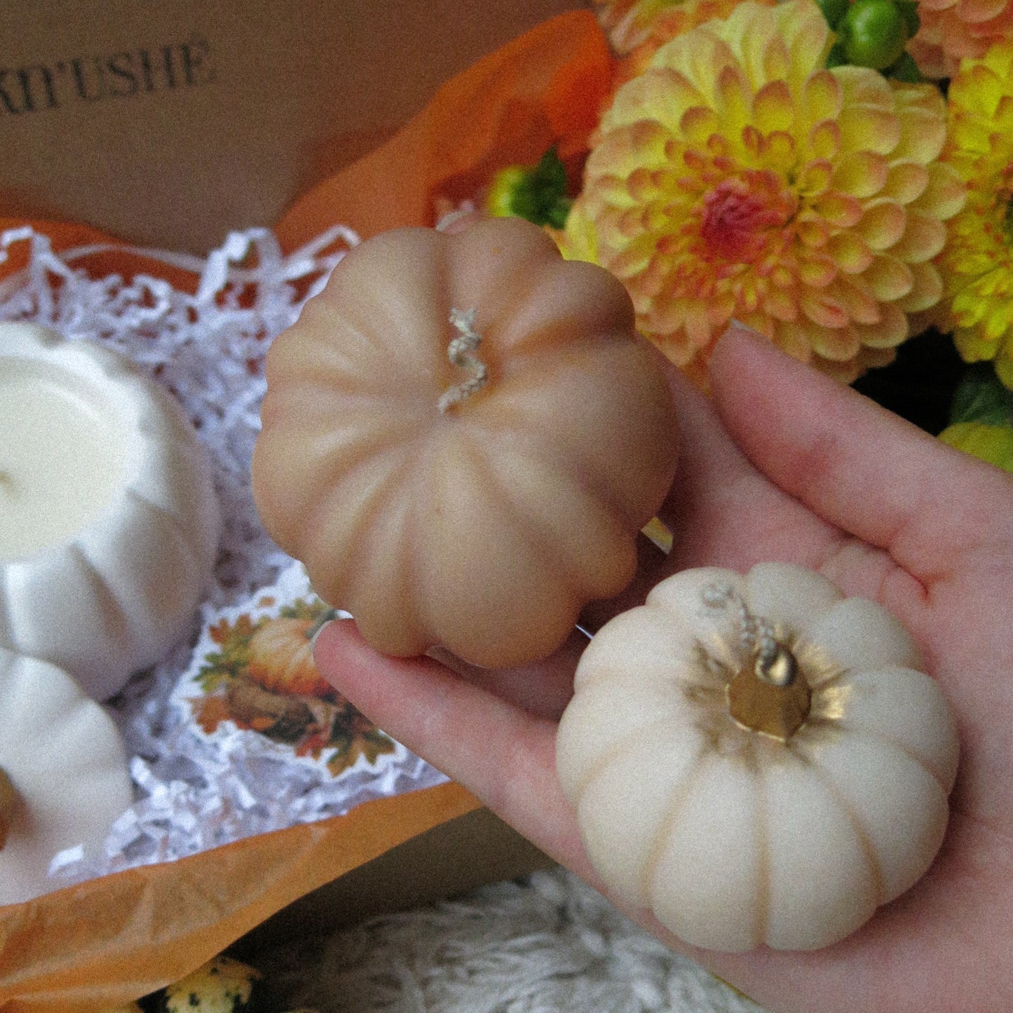 Decorative Pumpkin Candles Set of 2