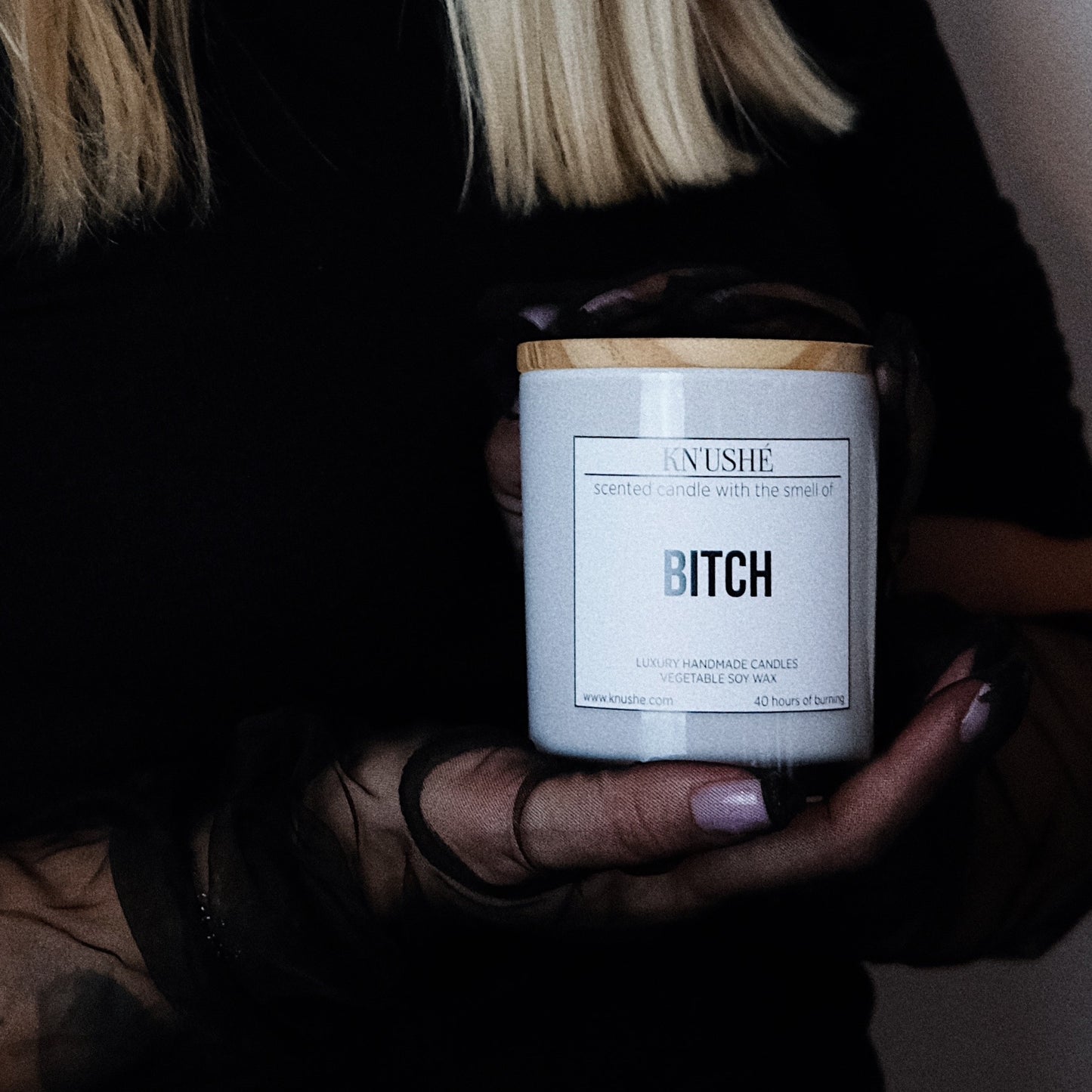 Scented candle  with the smell of "BITCH"